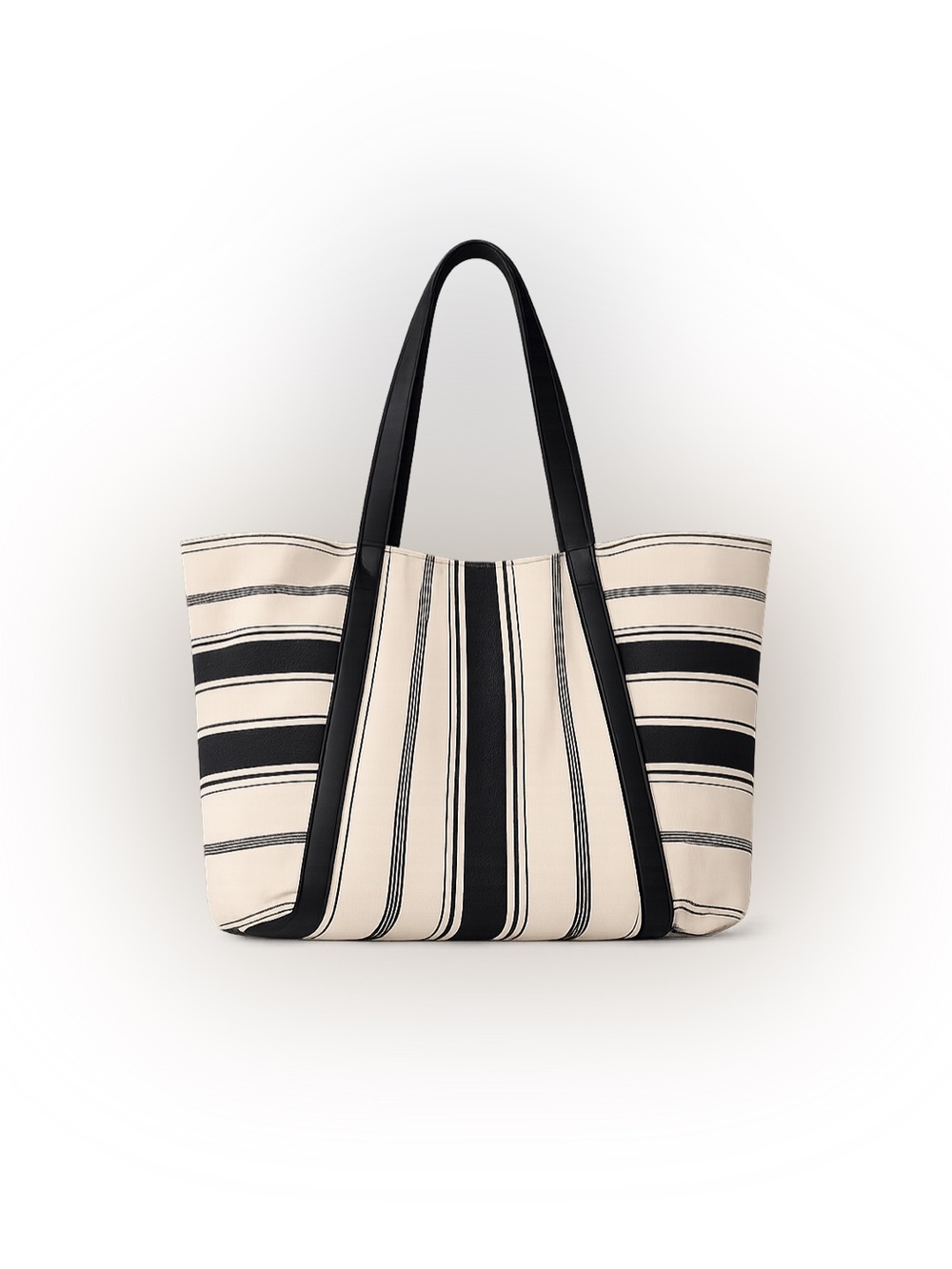 J. Jill Black and Cream Striped Tote